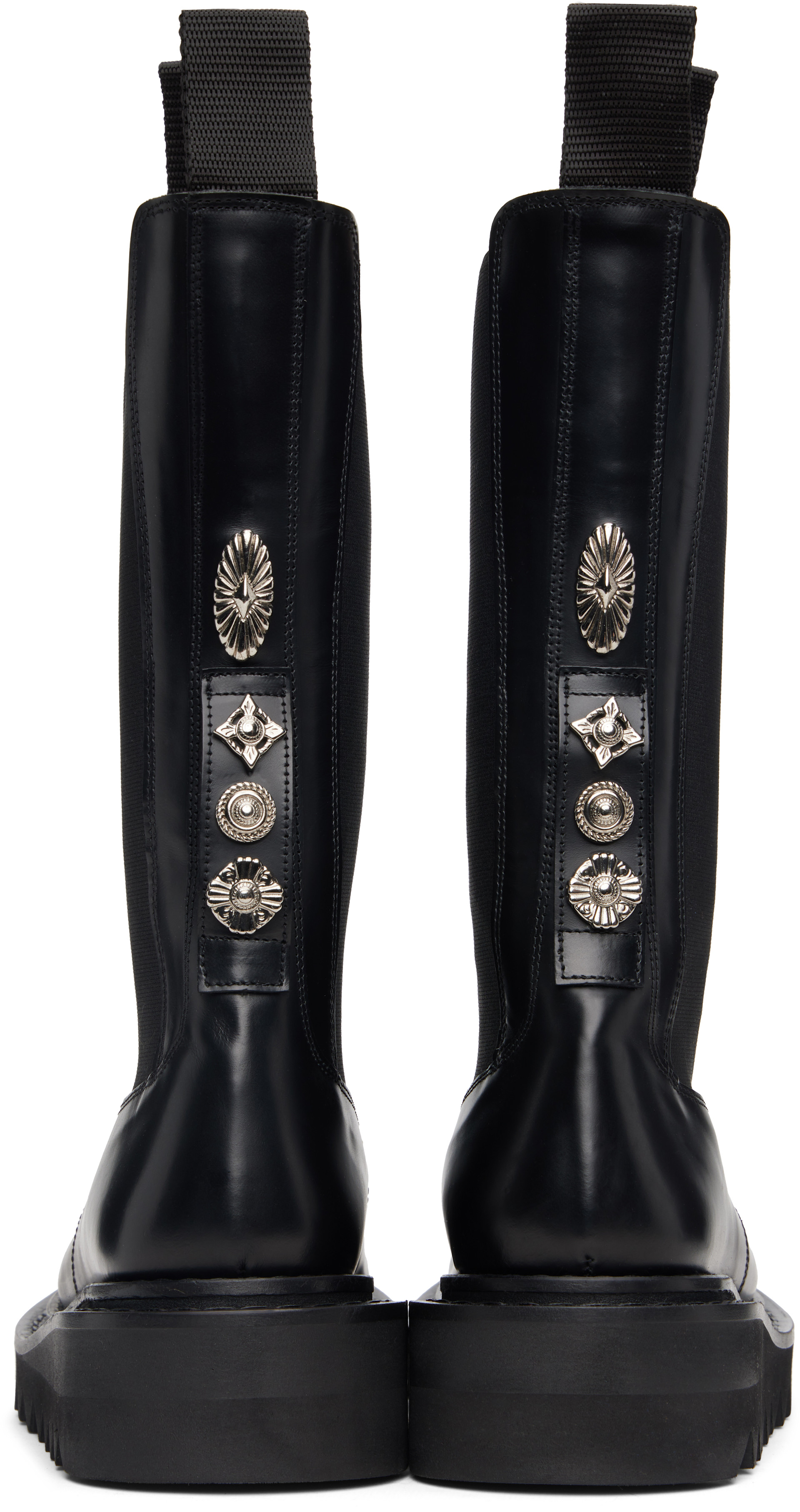 Toga Pulla: SSENSE Exclusive Black Mid Calf Leather Chelsea Boots