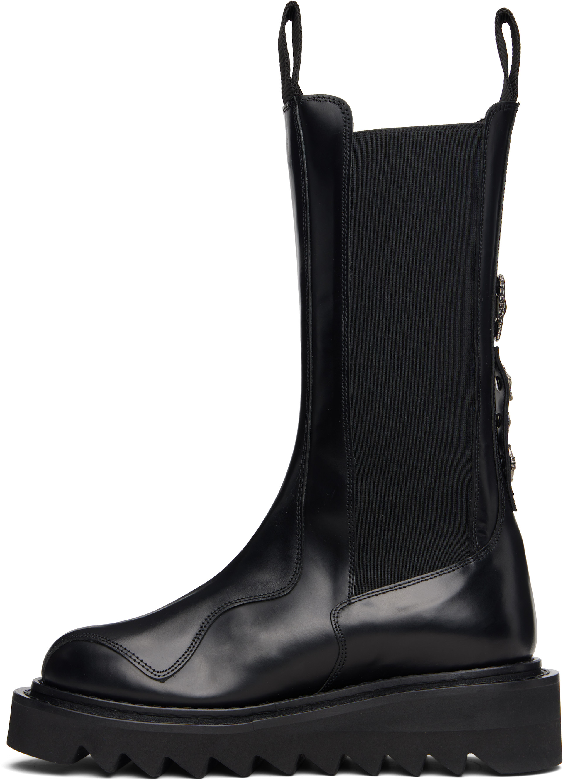 Toga Pulla: SSENSE Exclusive Black Mid Calf Leather Chelsea Boots