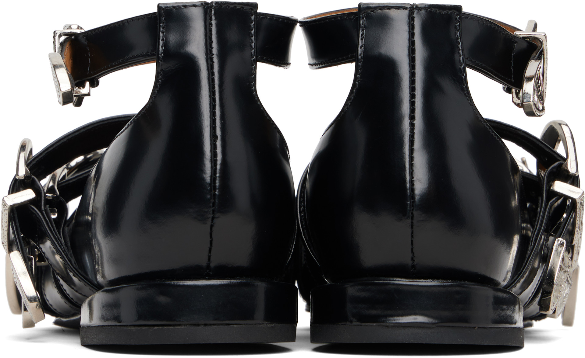 Toga Pulla: Black Polido Flats | SSENSE