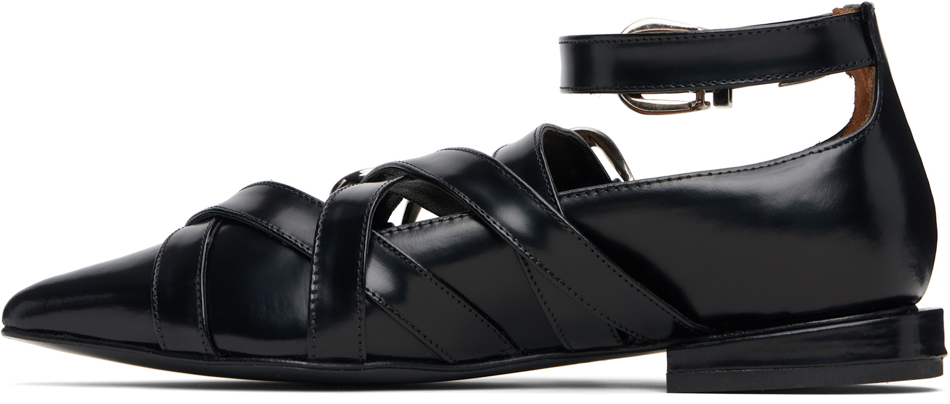 靴 Toga pulla Toga Pulla: Black Polido Flats | SSENSE