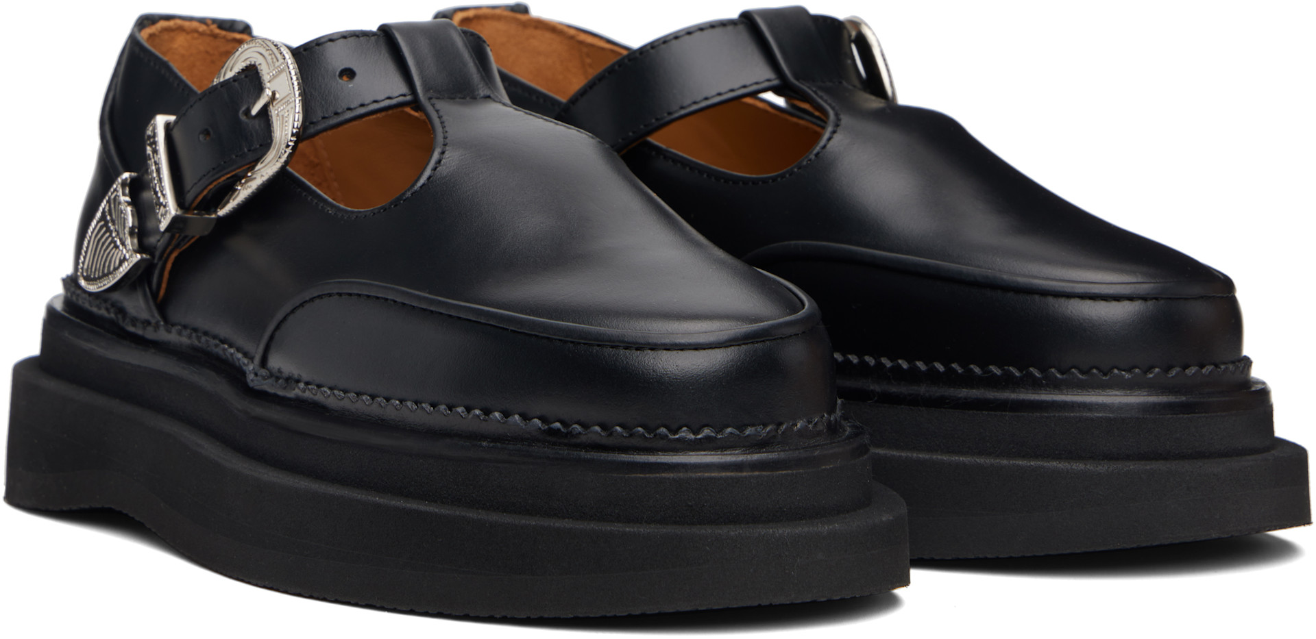 Toga Pulla: Black T-Bar Mary Jane Loafers | SSENSE