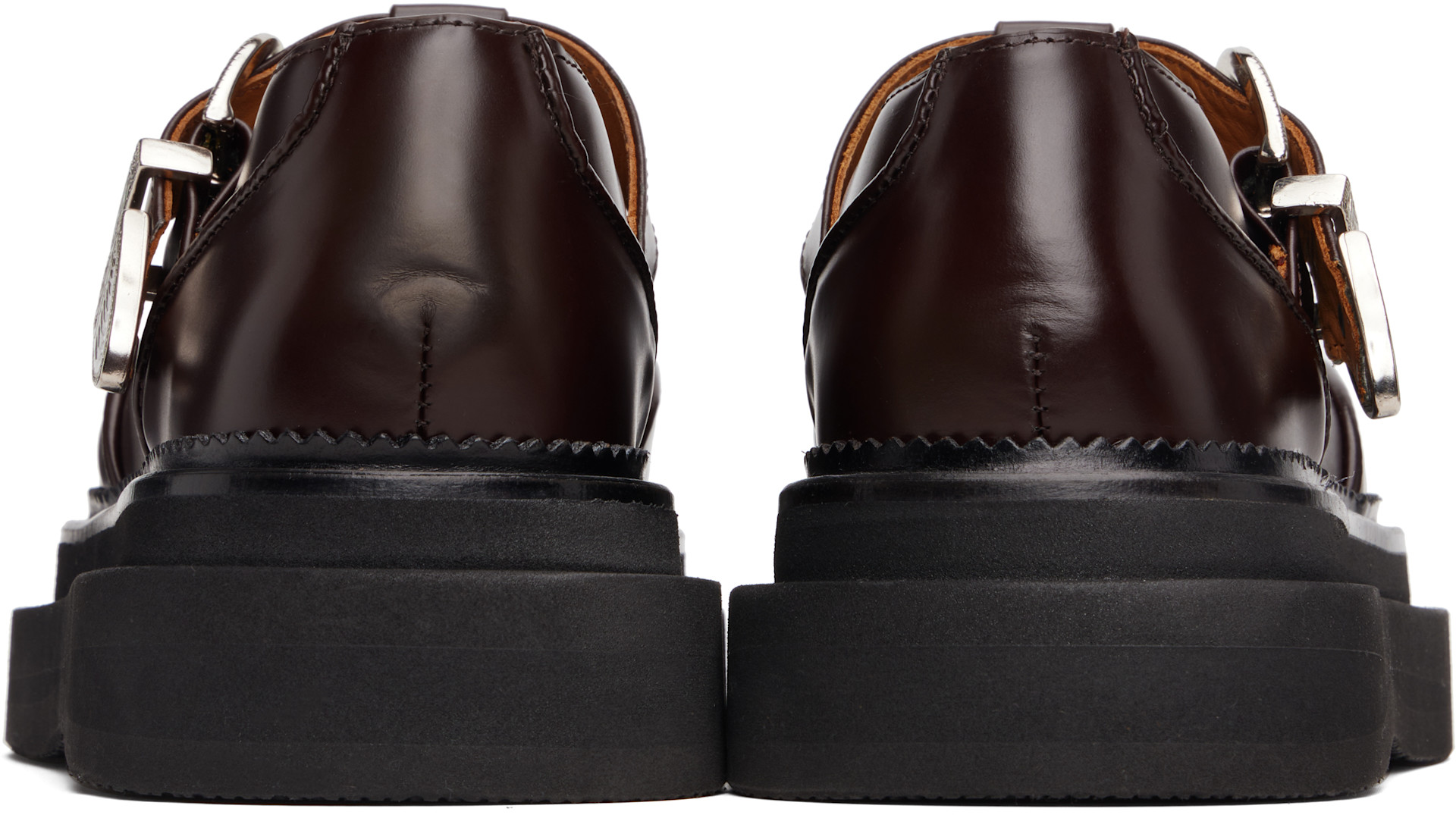 Toga Pulla: SSENSE Exclusive Brown T-Bar Mary Jane Loafers | SSENSE