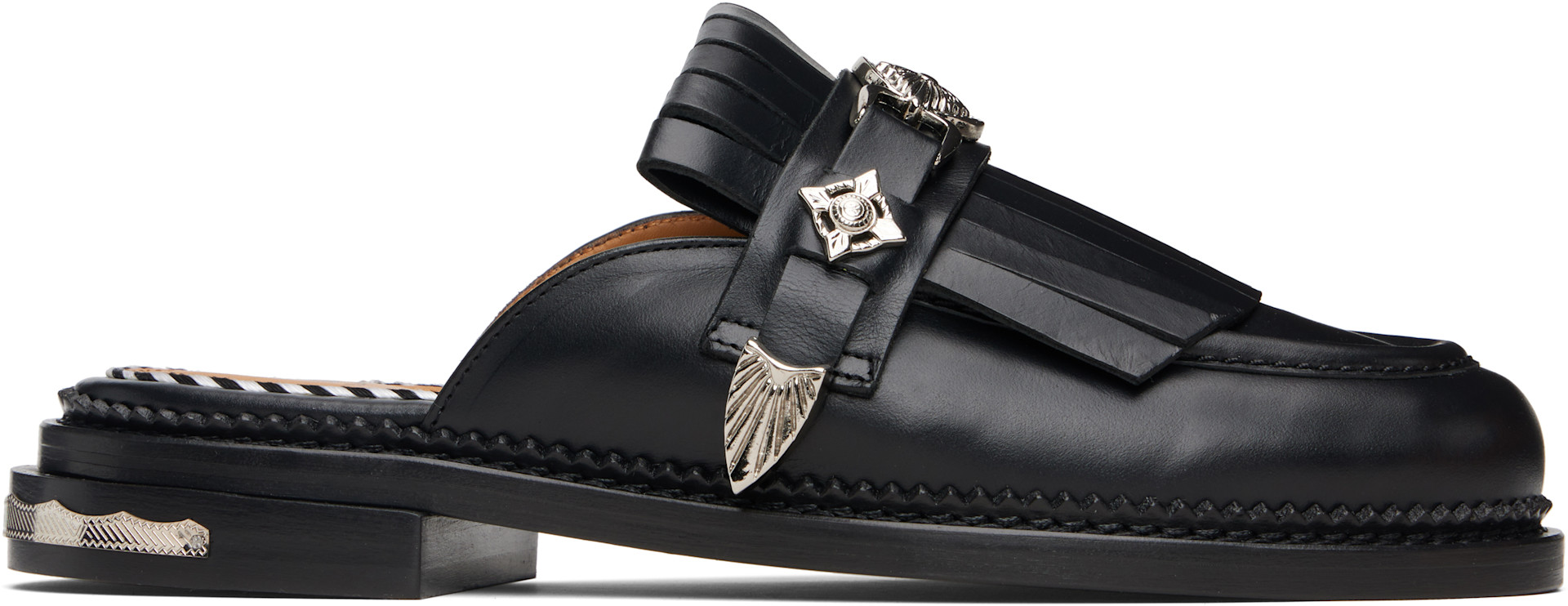 Toga Pulla: Black Hard Leather Slip-on Loafers | SSENSE Canada