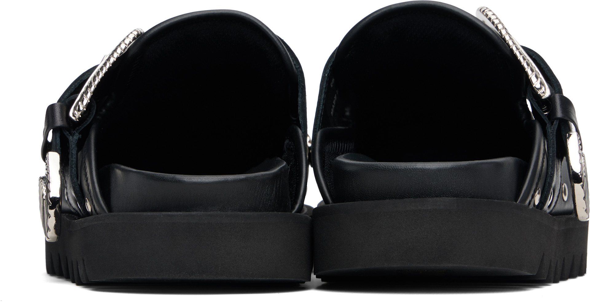 Toga Pulla: Black Eyelet Metal Sabot Loafers | SSENSE
