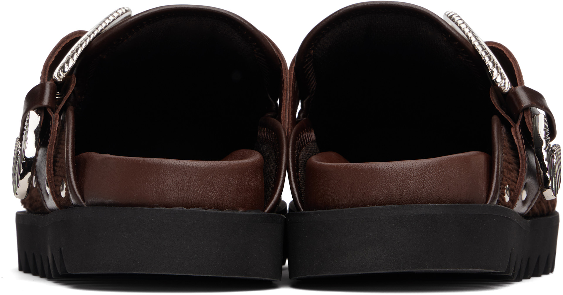 Toga Pulla: SSENSE Exclusive Brown Buckle Mule Loafers | SSENSE