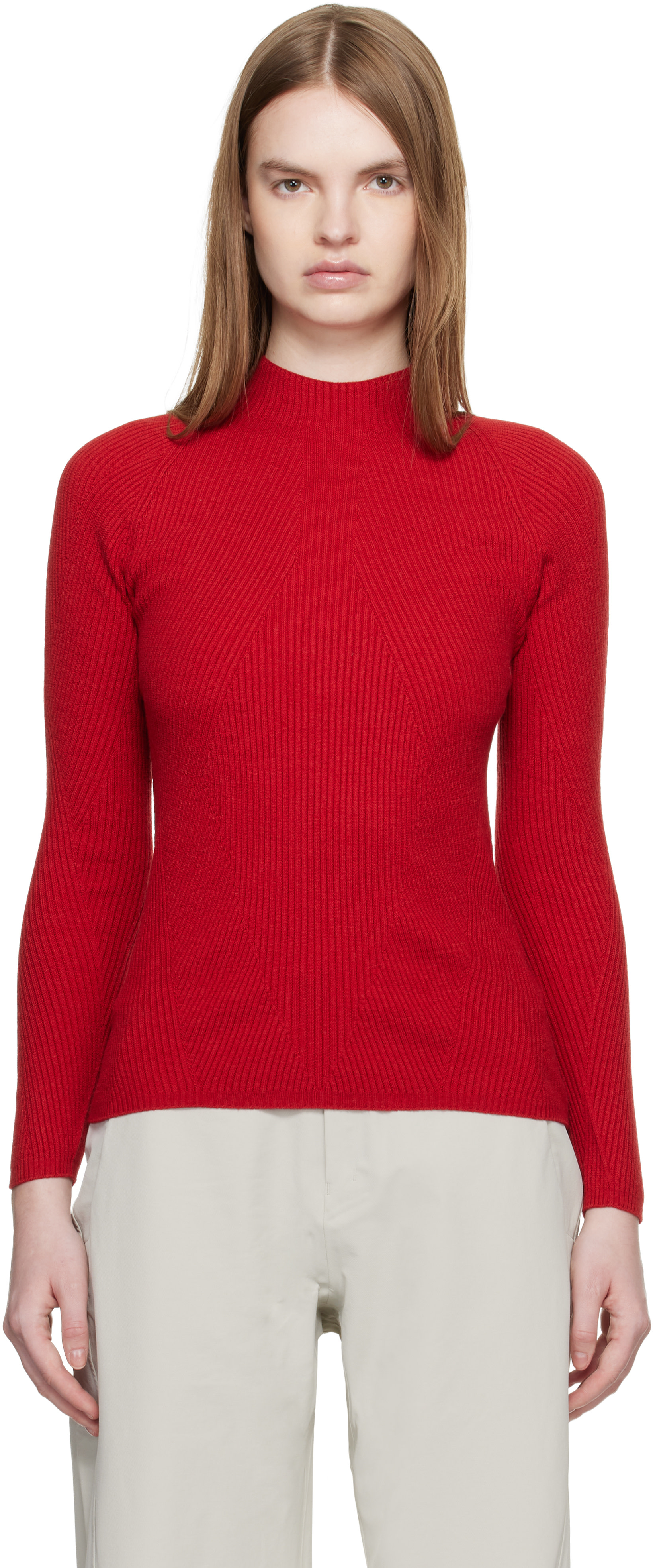 Veilance - Pull Conic rouge en laine