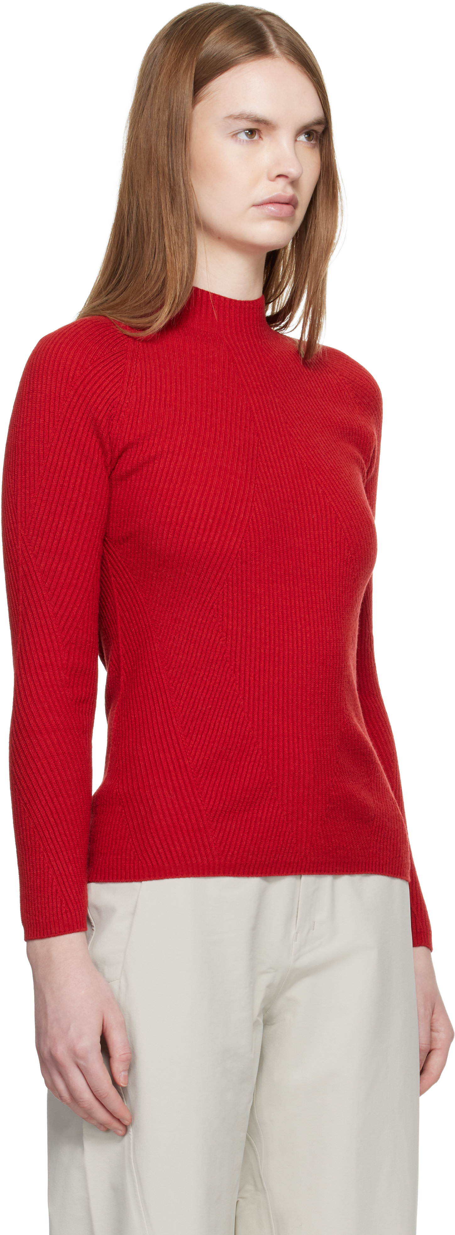 Veilance - Pull Conic rouge en laine