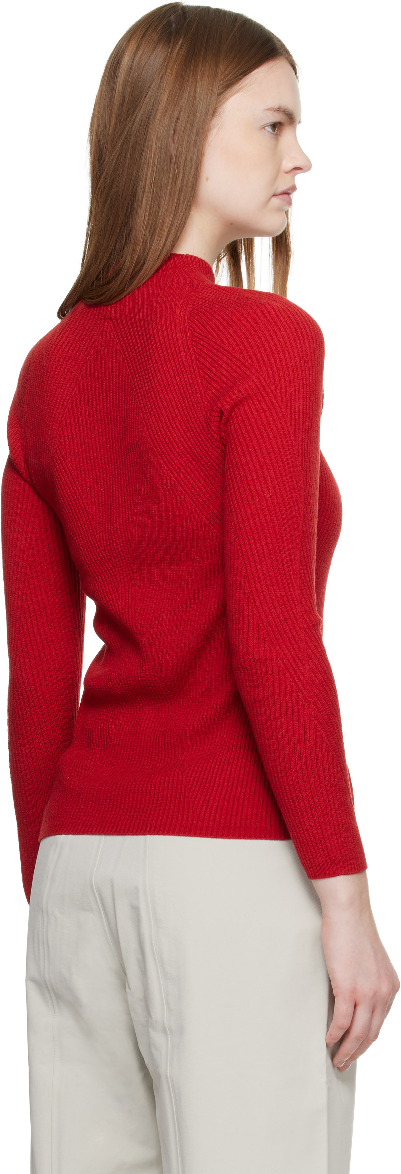 Veilance - Pull Conic rouge en laine