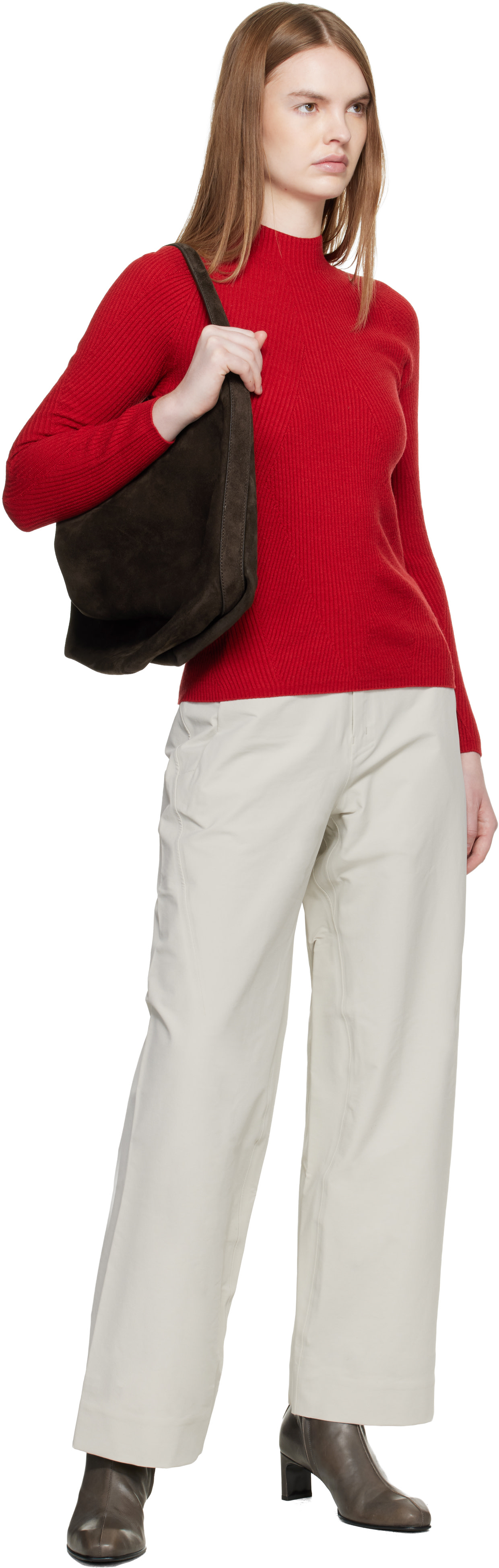 Veilance - Pull Conic rouge en laine