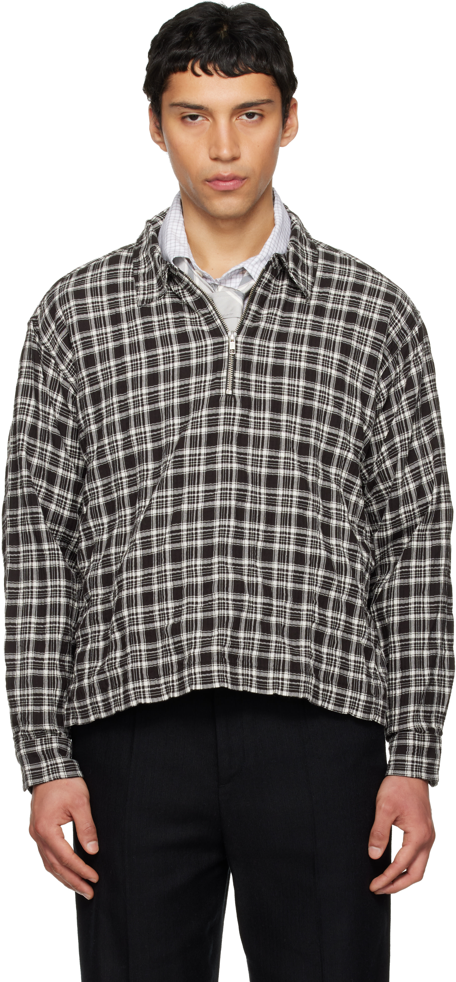 mfpen エムエフペン Qualitycottonshirts ストライプ M mfpen: Black & White Quarter Zip Shirt | SSENSE