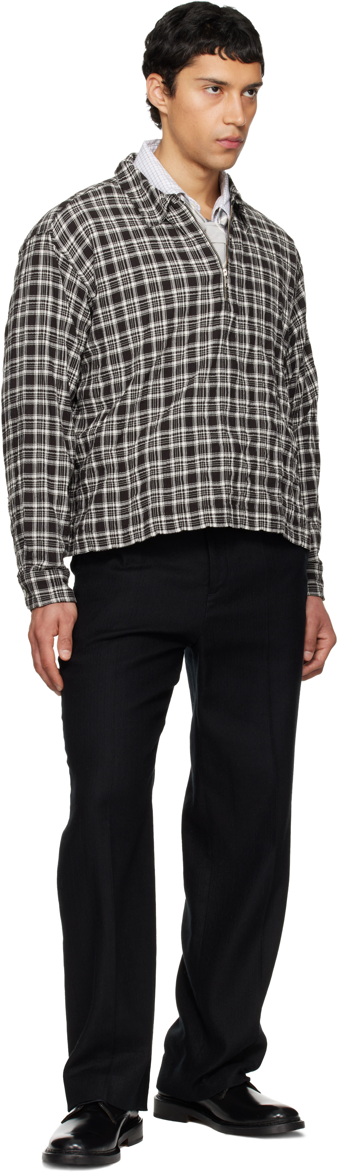mfpen: Black & White Quarter Zip Shirt | SSENSE