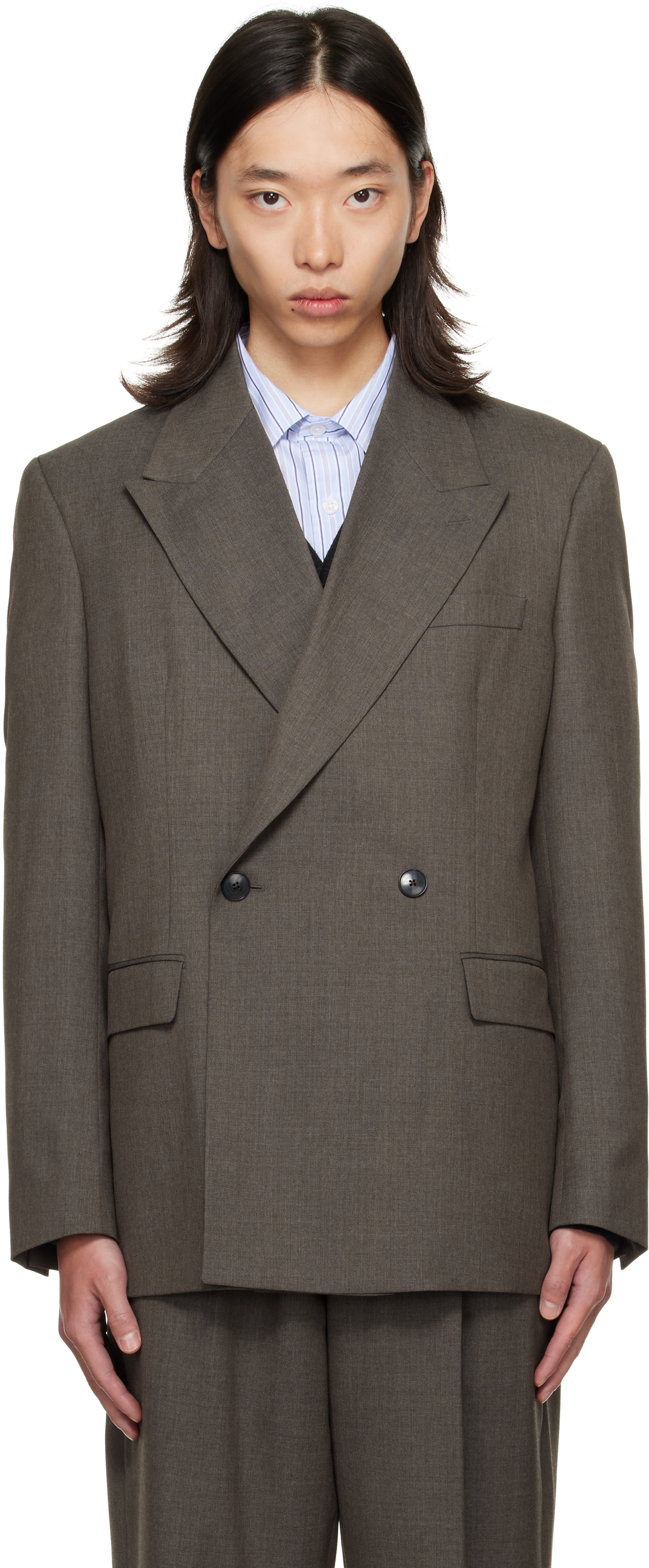 mfpen - Taupe Double Breasted Blazer