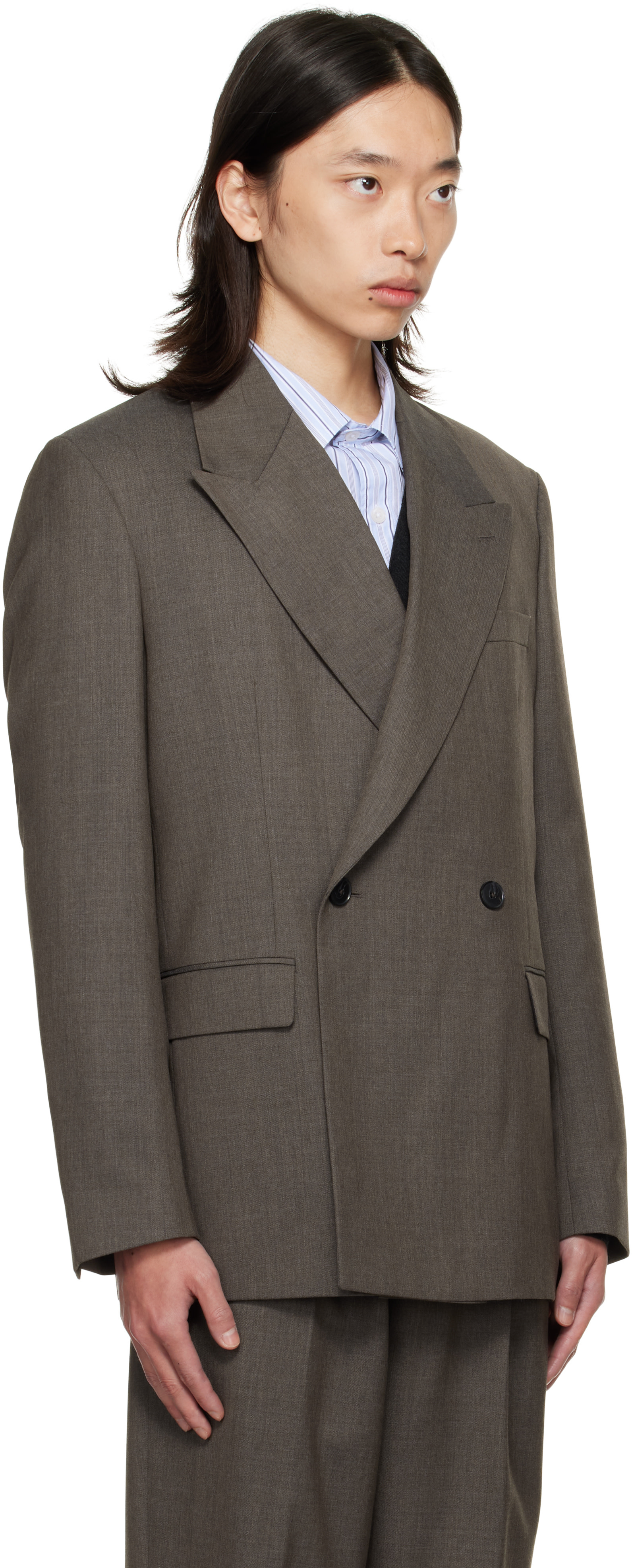 mfpen - Taupe Double Breasted Blazer