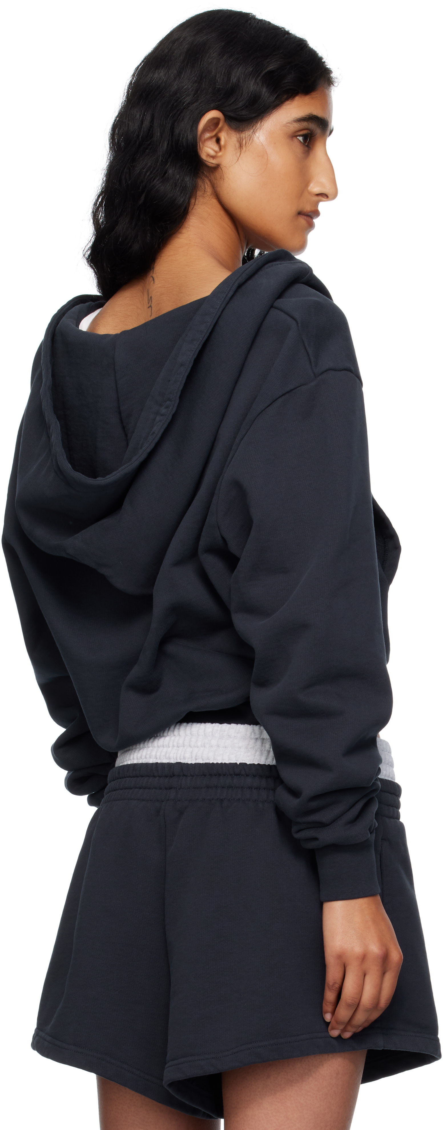 ABRA - Pull à capuche bleu marine à image de bâtiment exclusif à SSENSE