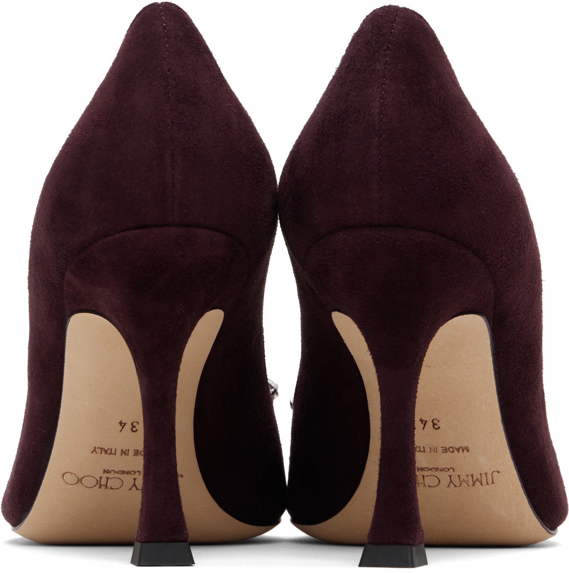Jimmy Choo: バーガンディ Belinda 90 ヒール | SSENSE 日本