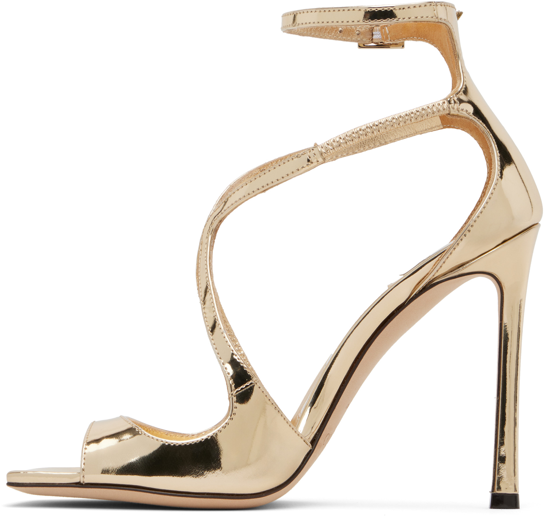 Jimmy Choo: Gold Azia 110 Heeled Sandals | SSENSE Canada