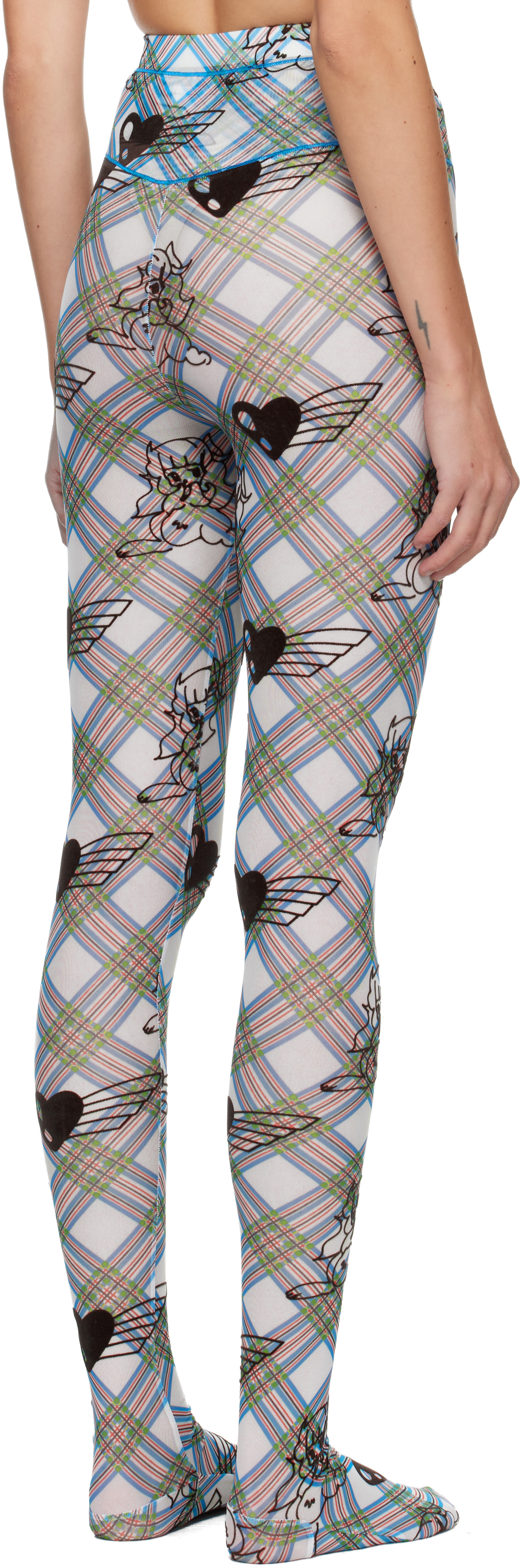 Chopova Lowena 総柄 ロングスリーブトップス M Chopova Lowena: Blue & White Bunny Girl Argyle Mesh Leggings | SSENSE