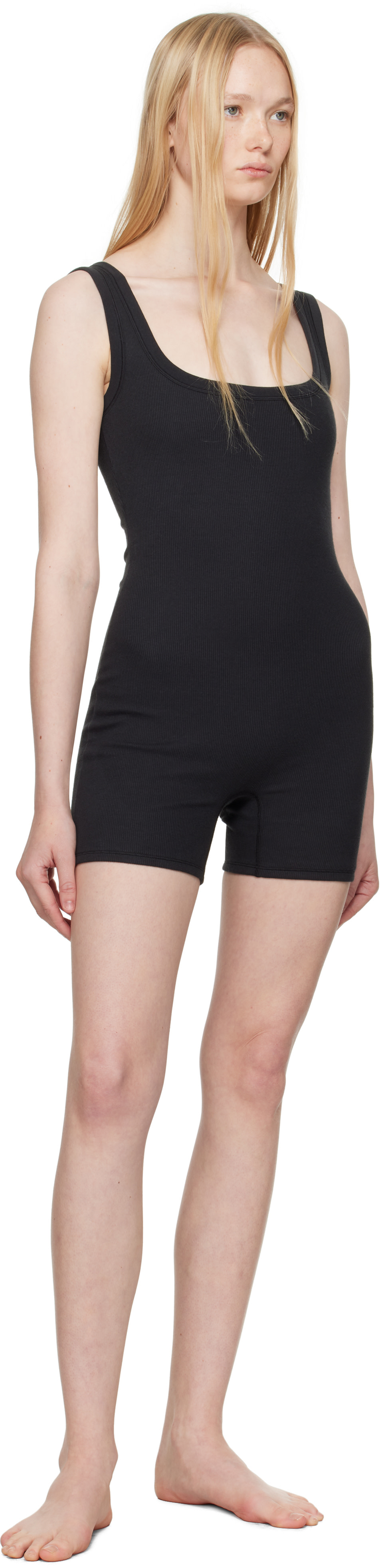SKIMS - Combishort noir - Cotton Rib