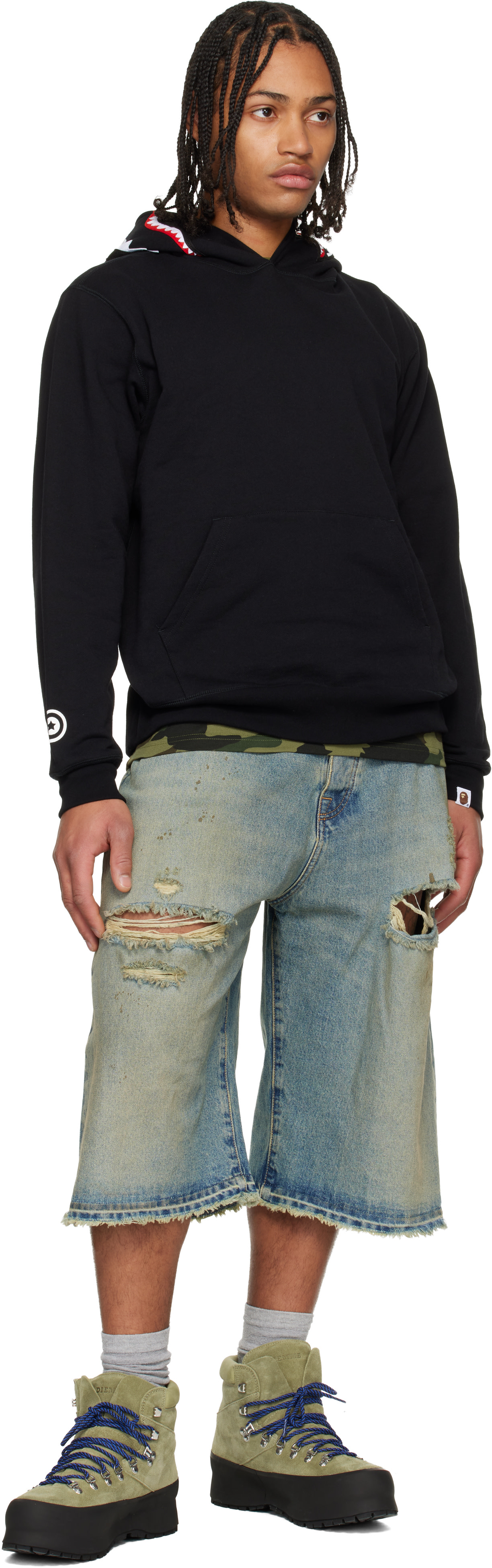 BAPE - Pull à capuche noir à requin emblématique