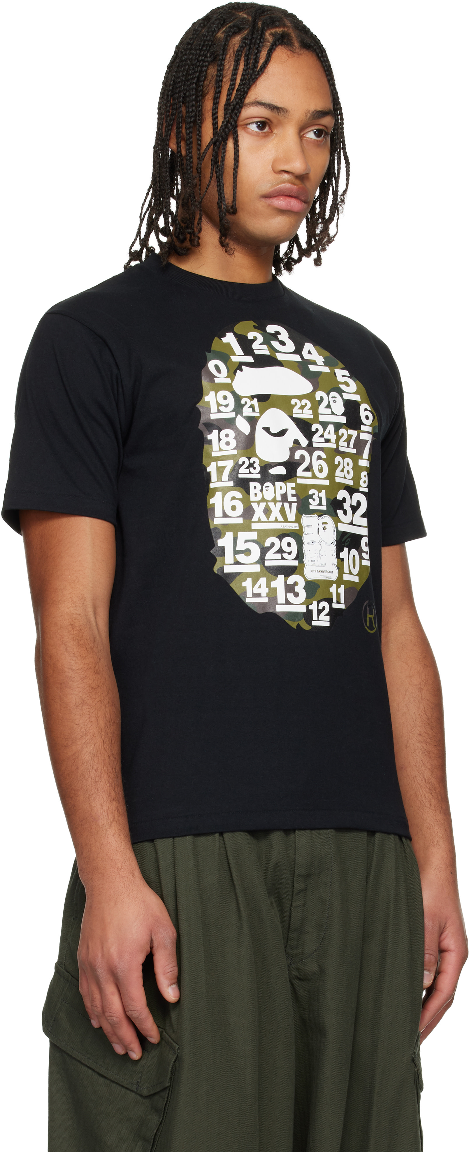 BAPE: Black 32nd Anniversary 1st Camo Big Ape Head T-shirt 