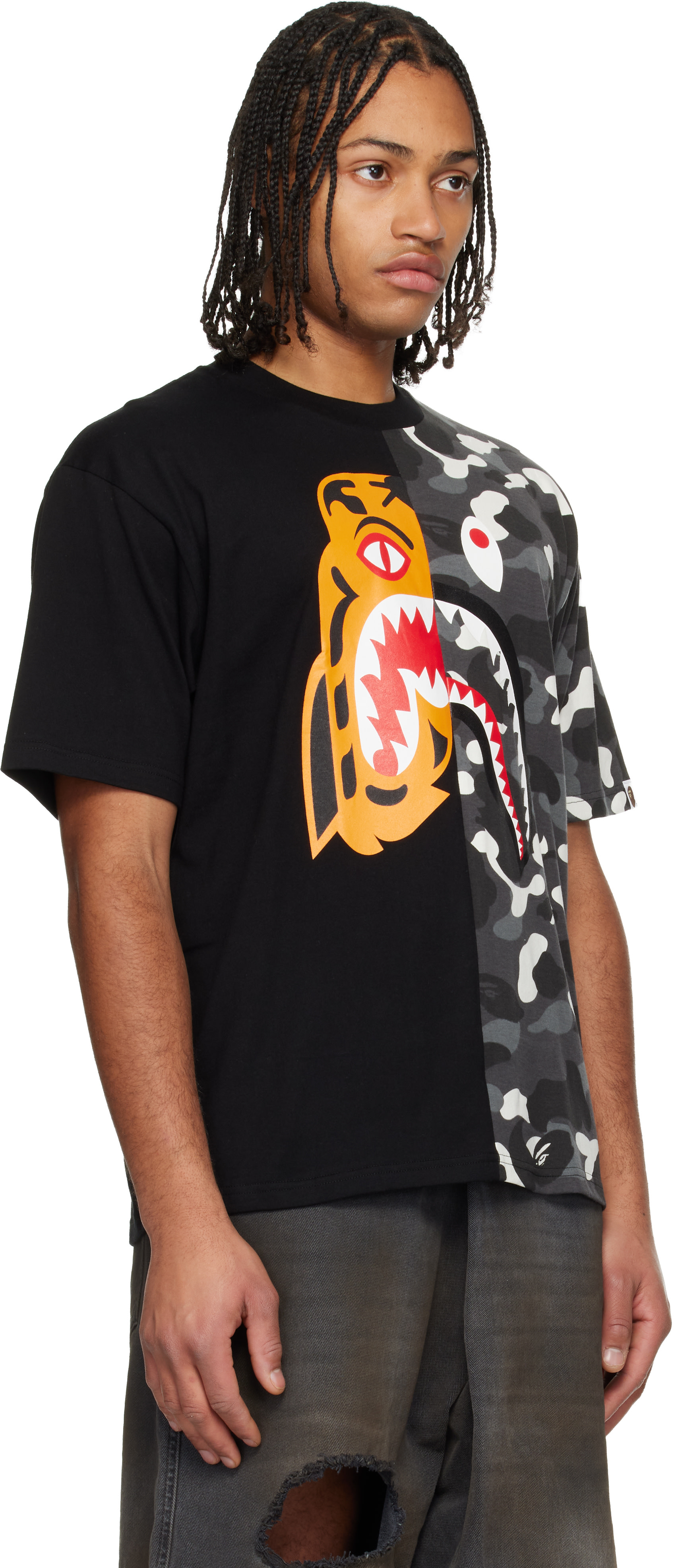 BAPE: Black City Camo Tiger Shark Relaxed Fit T-shirt | SSENSE