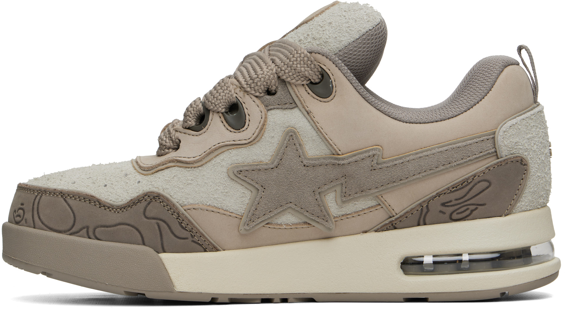 BAPE: Beige BAPE FLIP STA #1 Sneakers | SSENSE China