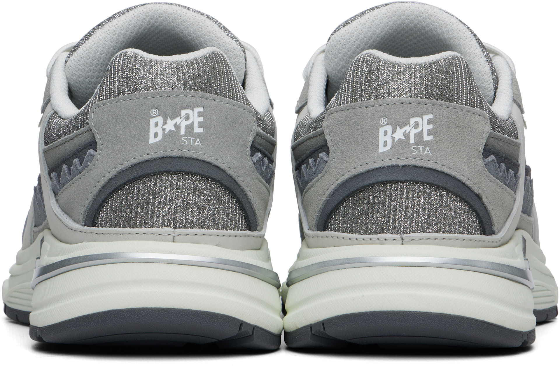 BAPE: Gray BAPE Shark STA #1 Sneakers | SSENSE Canada