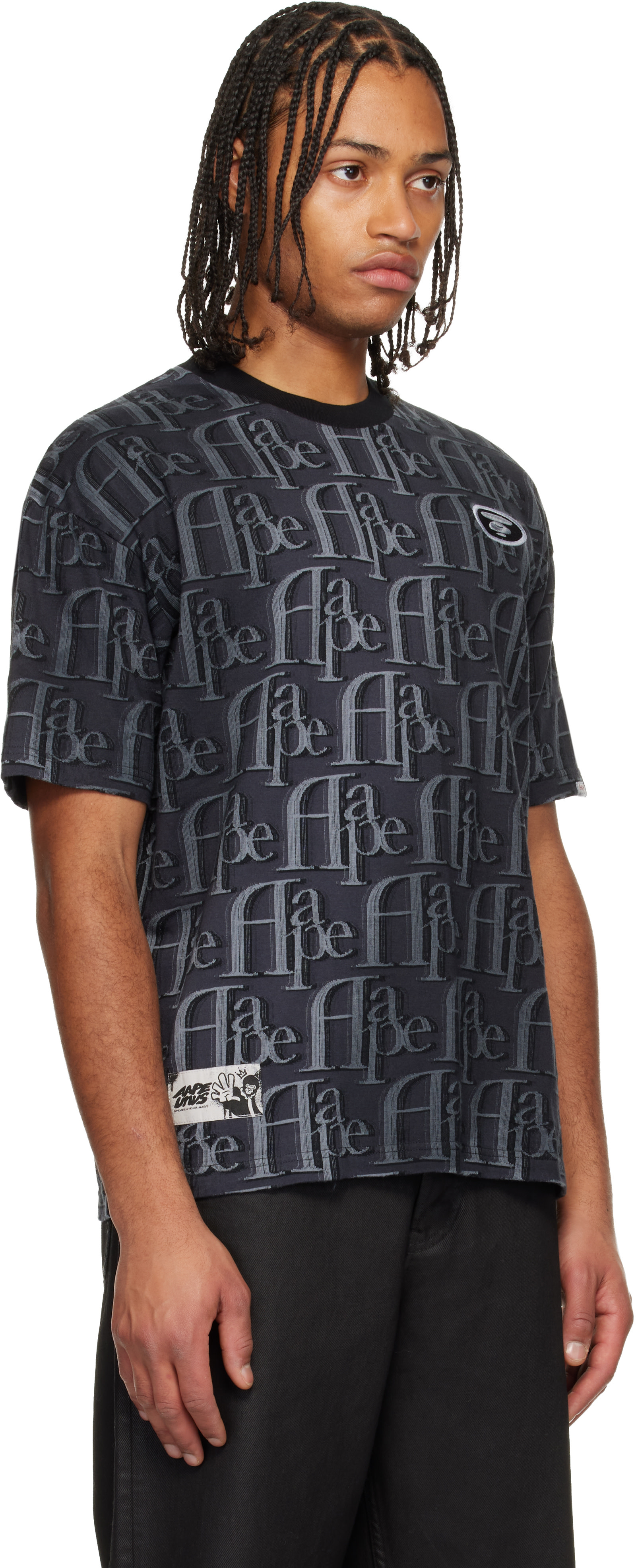 AAPE by A Bathing Ape - ブラック Moonface ロゴ モノグラム Tシャツ