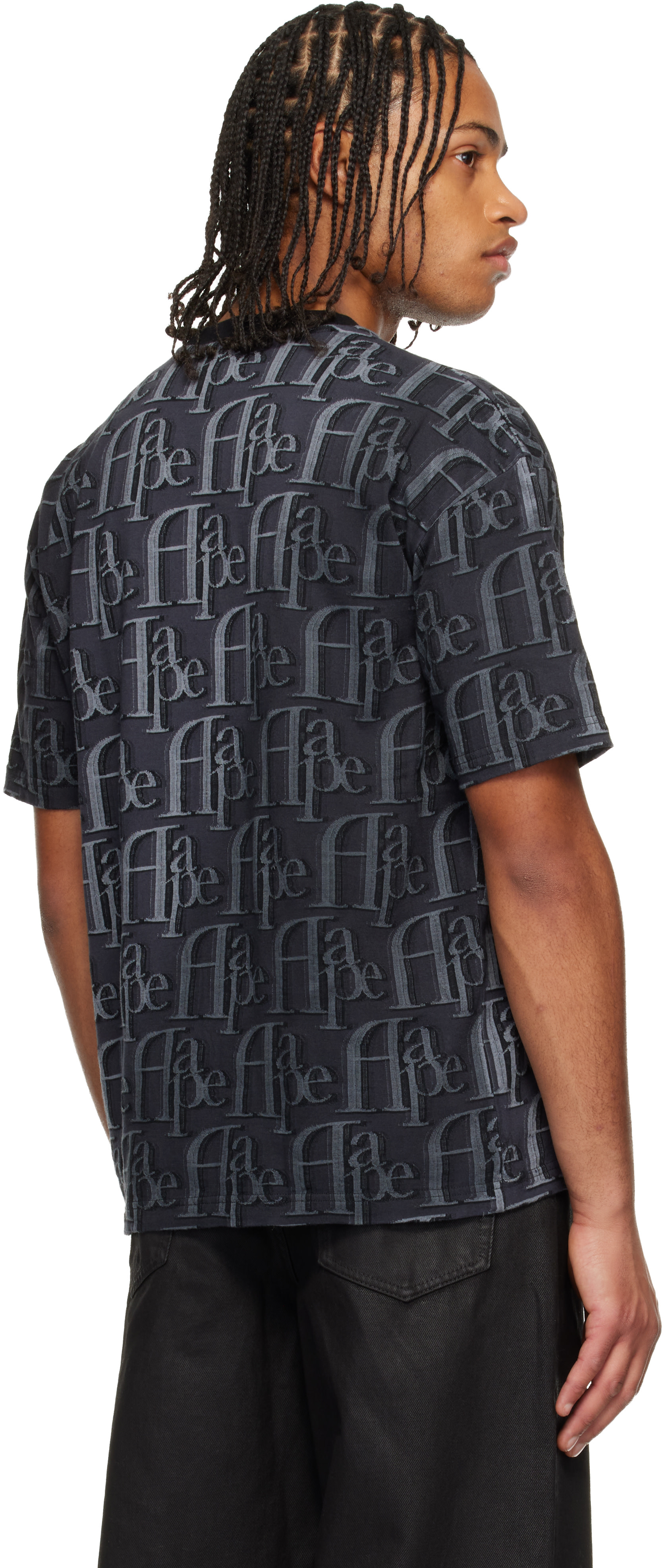 AAPE by A Bathing Ape - ブラック Moonface ロゴ モノグラム Tシャツ