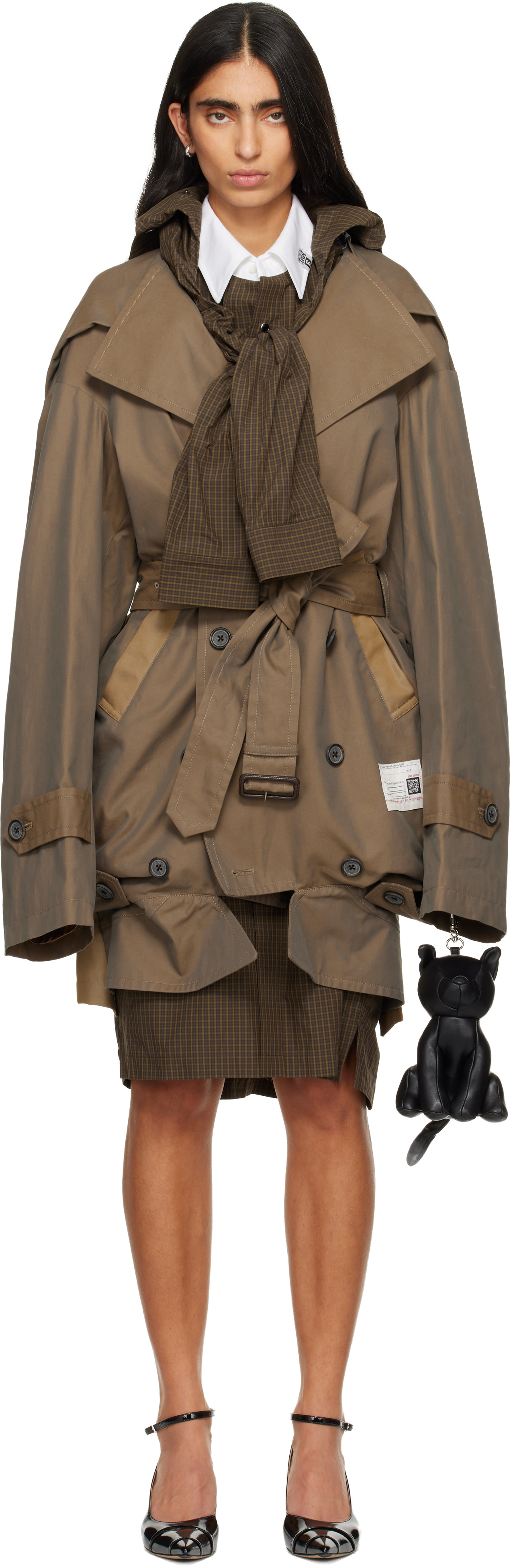 Maison MIHARA YASUHIRO - Trench brun à assemblage inversé