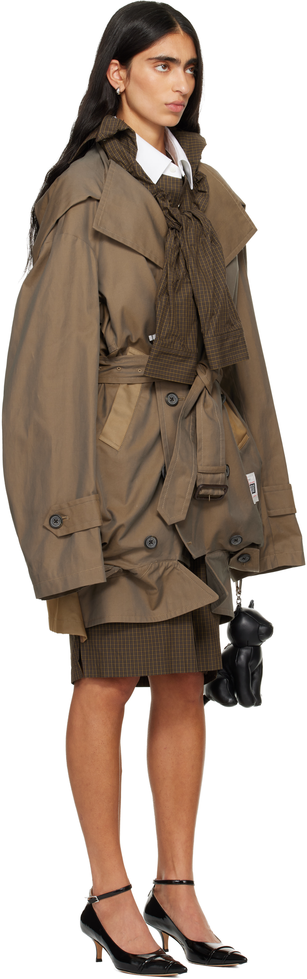Maison MIHARA YASUHIRO - Trench brun à assemblage inversé
