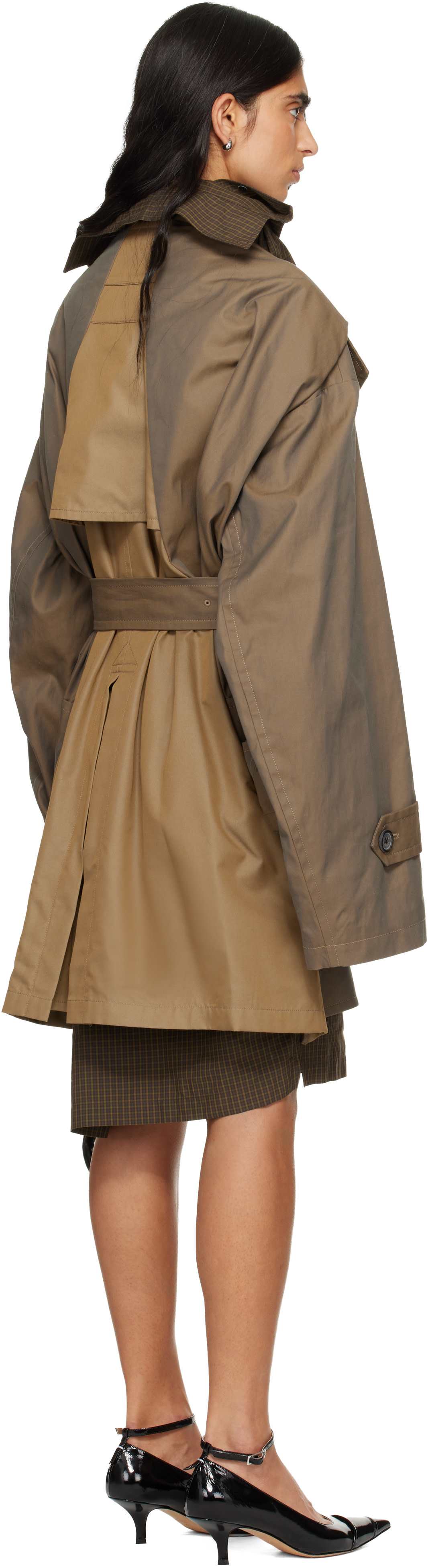 Maison MIHARA YASUHIRO - Trench brun à assemblage inversé