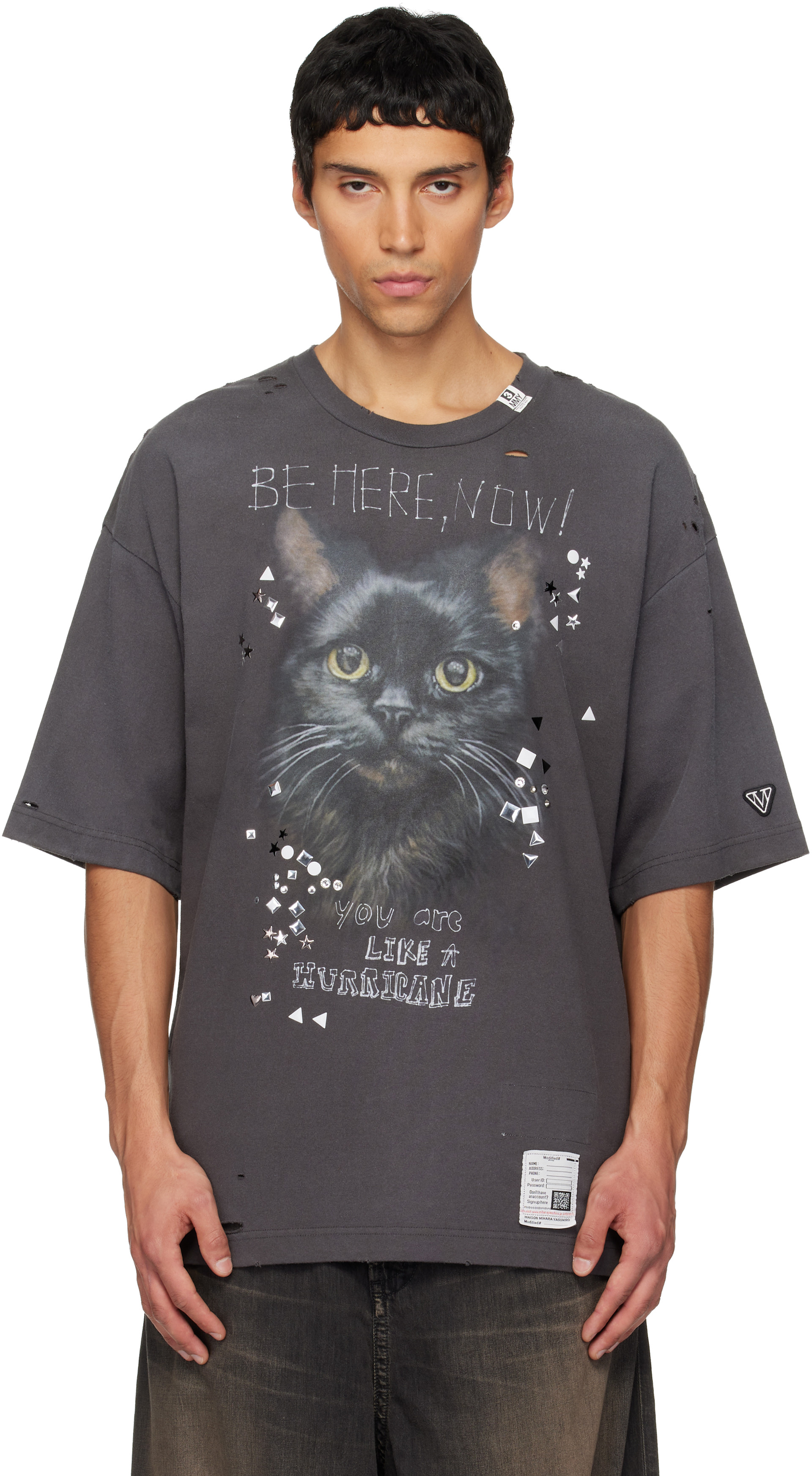 maison mihara yasuhiro tシャツ 黒 猫 シール 【公式通販】
