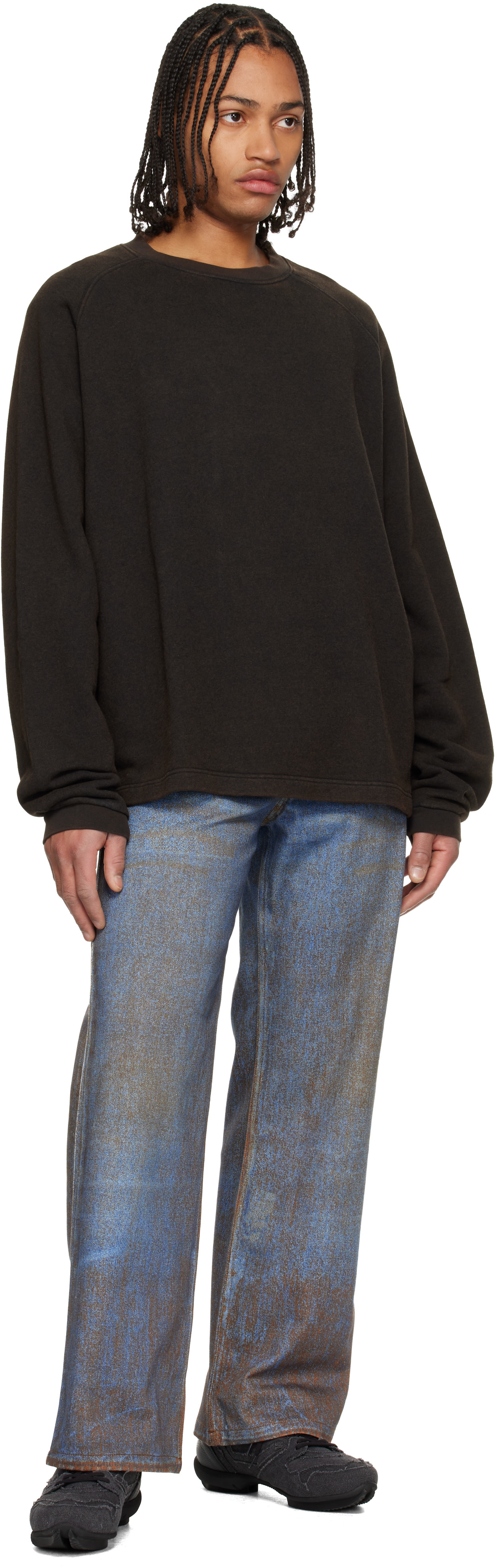 CAMPERLAB: Black Boxy Crewneck Sweatshirt | SSENSE