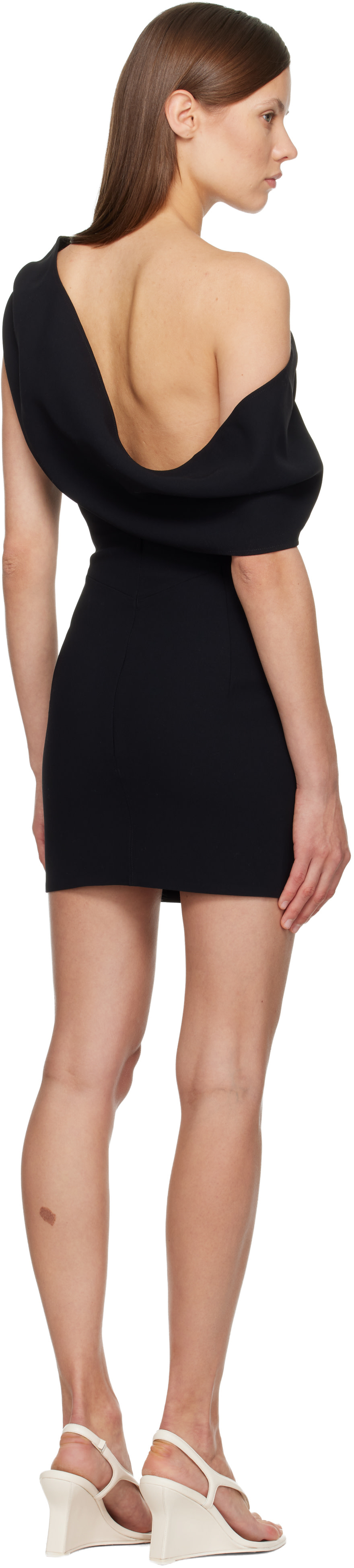 jacquemus black mini dress The Mistral open-back draped jersey mini dress - black