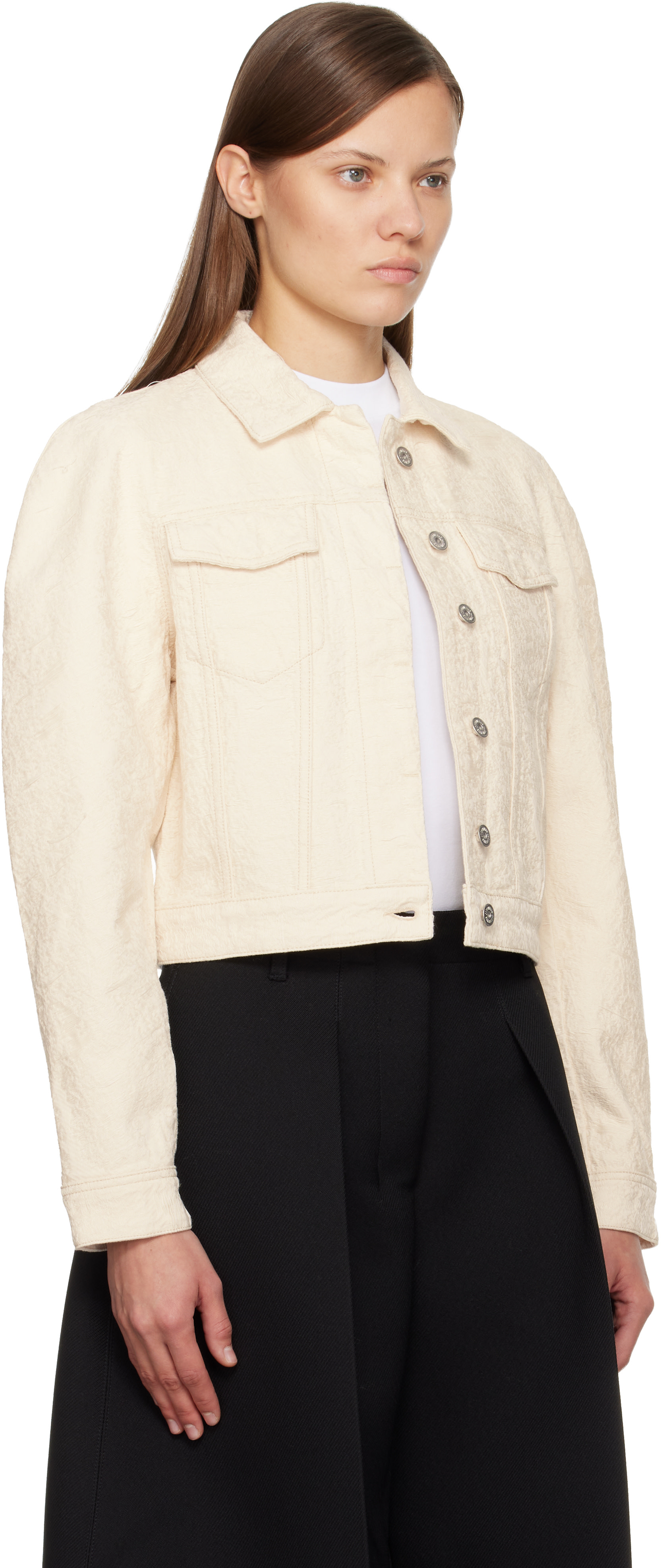 JACQUEMUS: Off-White 'The Ovalo de-Nîmes' Denim Jacket | SSENSE