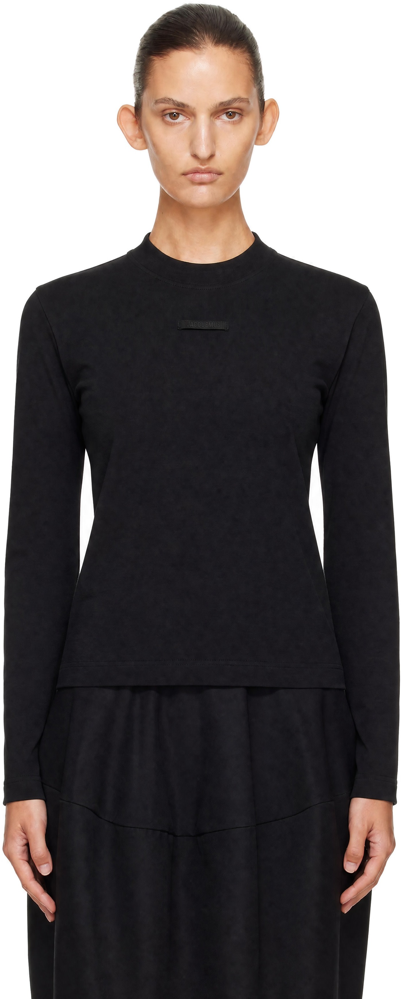 JACQUEMUS トップス JACQUEMUS: Black 'The Gros Grain Long-Sleeve' T-shirt | SSENSE