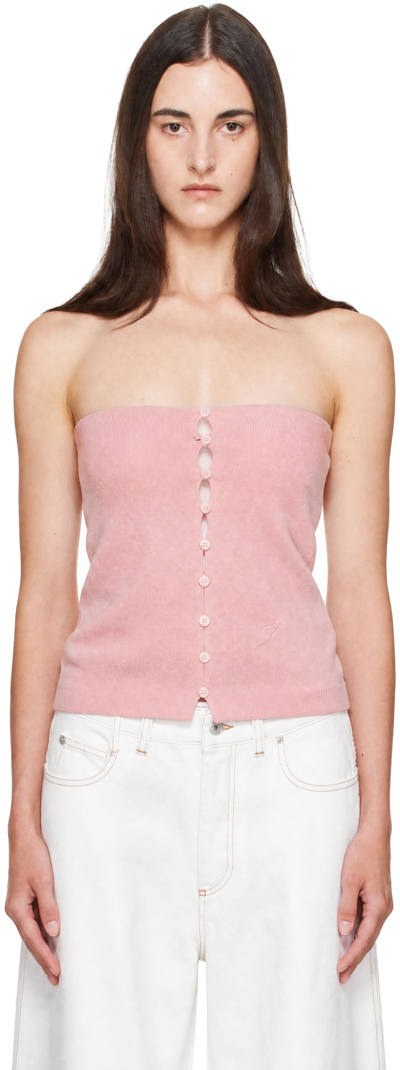 vintage courreges クレージュ　ニット　チューブトップ　ピンク JACQUEMUS: ピンク 'The Sera Knit' チューブトップ | SSENSE 日本