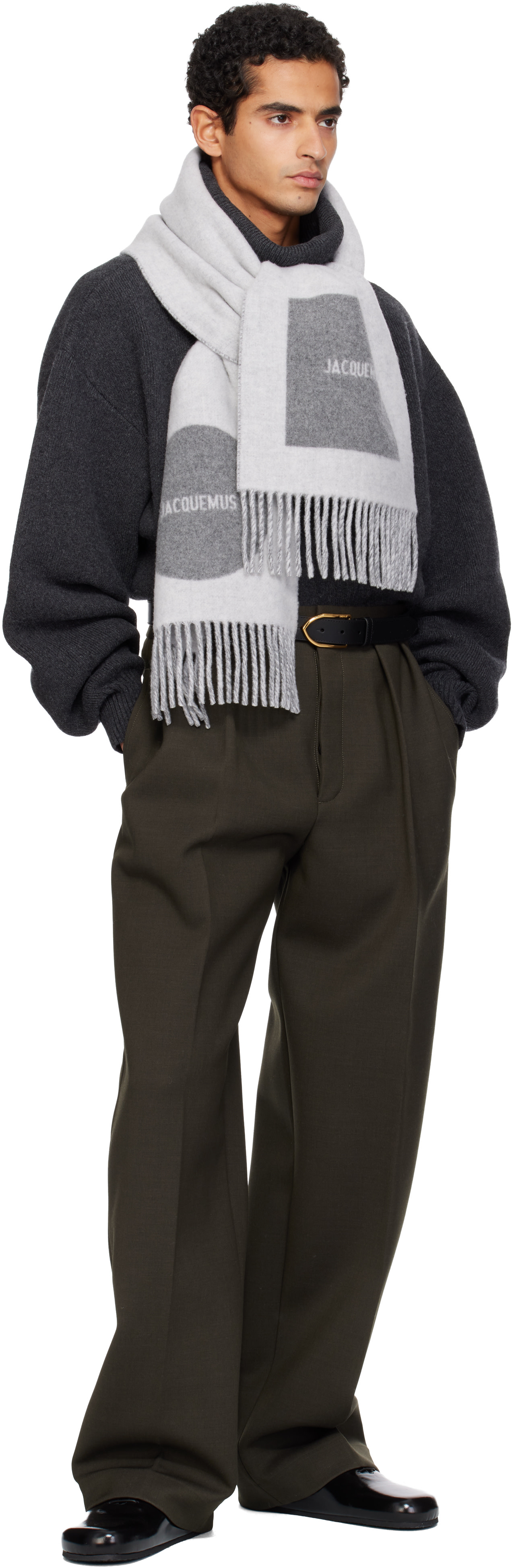 JACQUEMUS: Gray 'The Rond Carré' Scarf | SSENSE