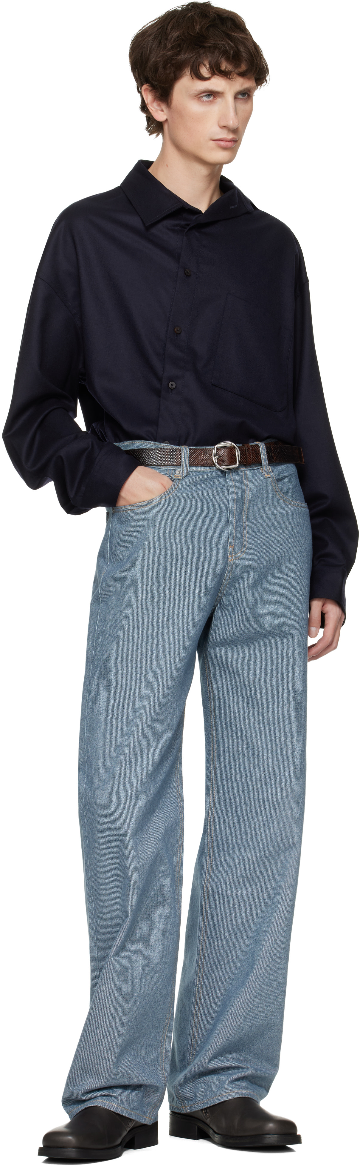 JACQUEMUS: ブルー 'The straight de-Nîmes' ジーンズ | SSENSE 日本