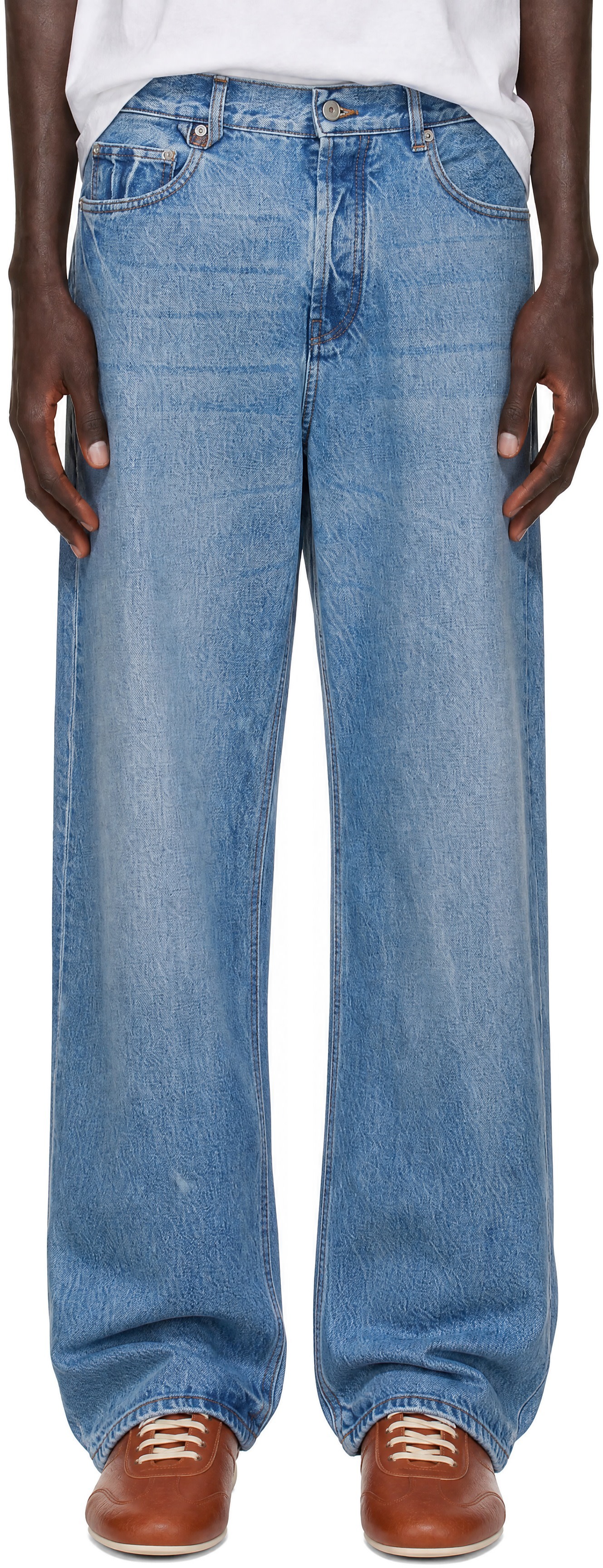 JACQUEMUS: Blue 'The De-Nimes' Straight Jeans | SSENSE