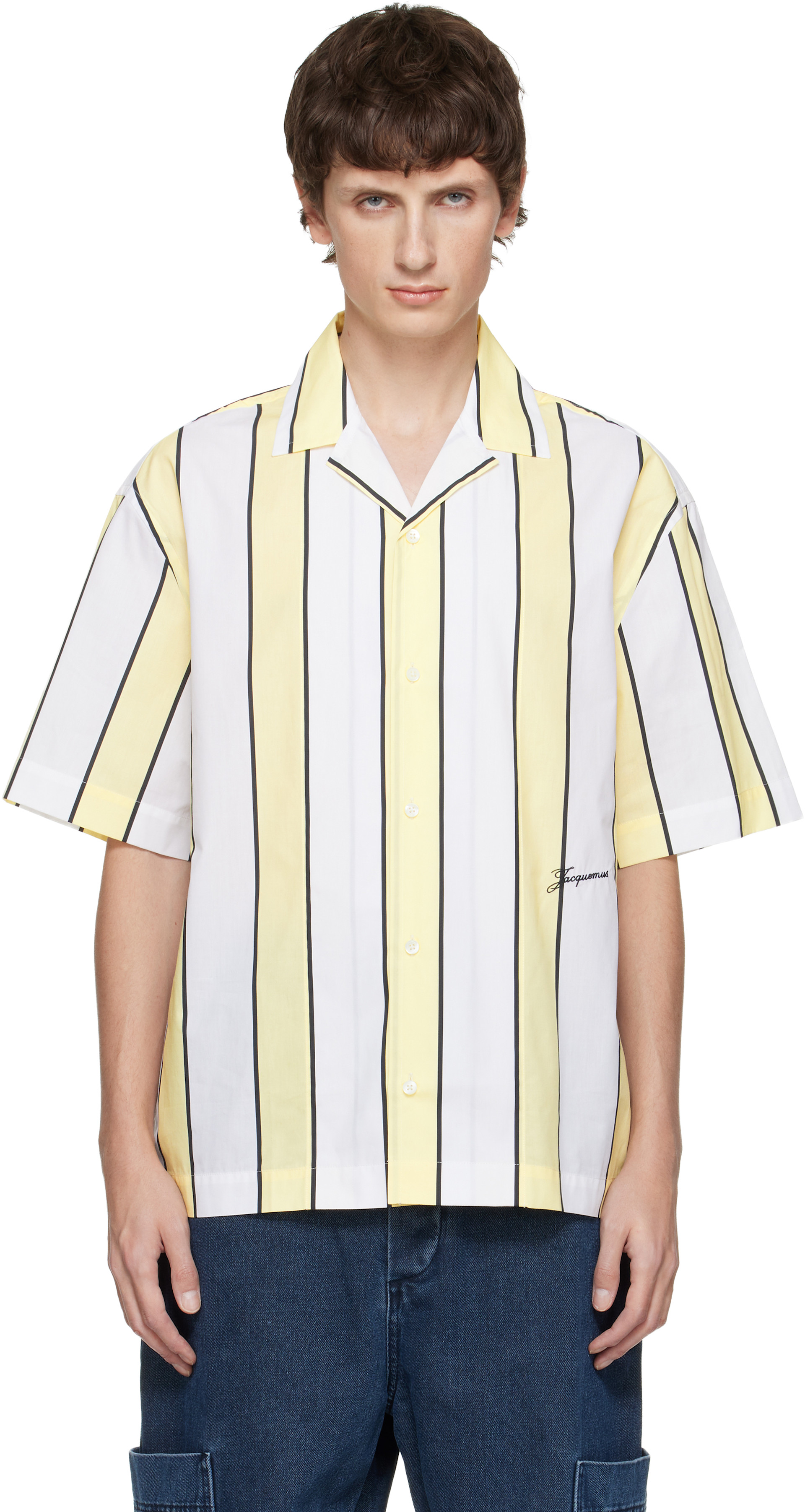 JACQUEMUS: White & Yellow 'The Jean' Shirt | SSENSE