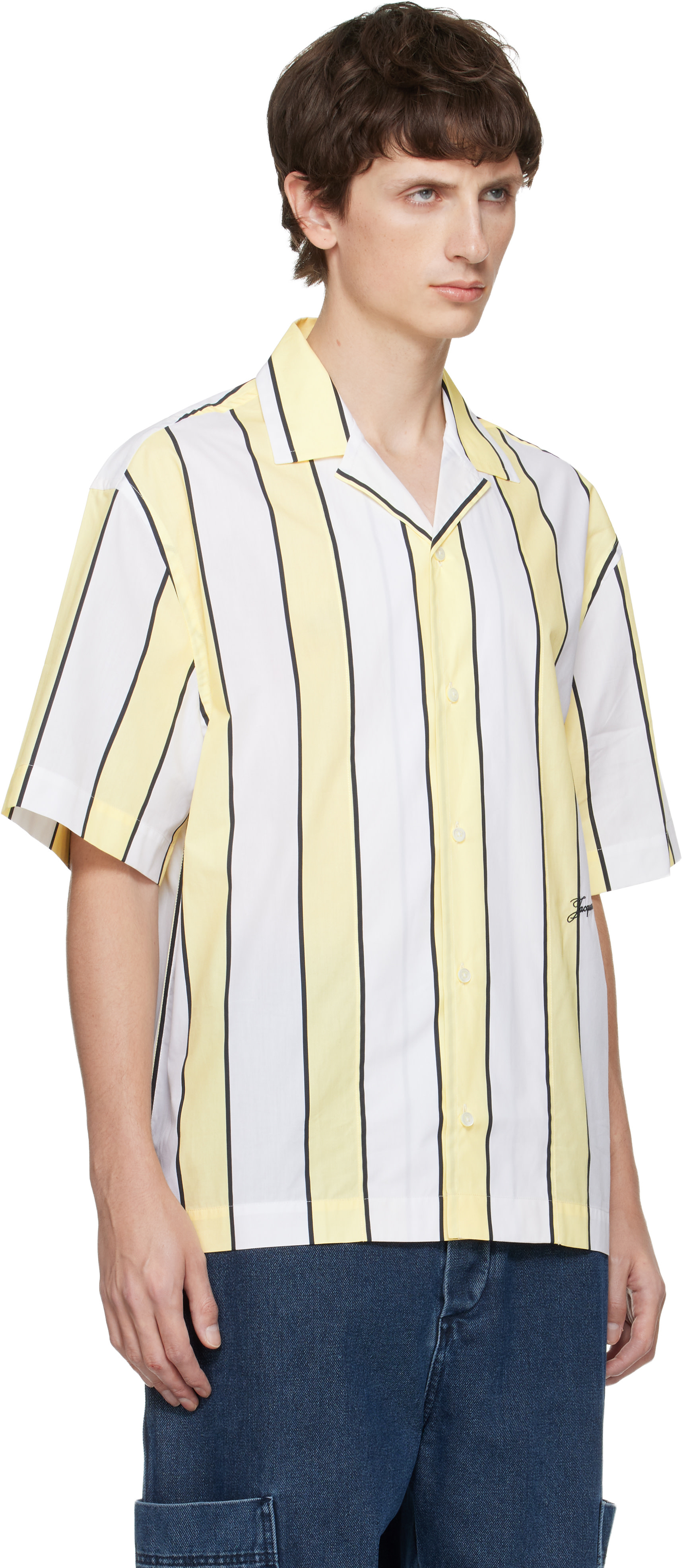 JACQUEMUS: White & Yellow 'The Jean' Shirt | SSENSE