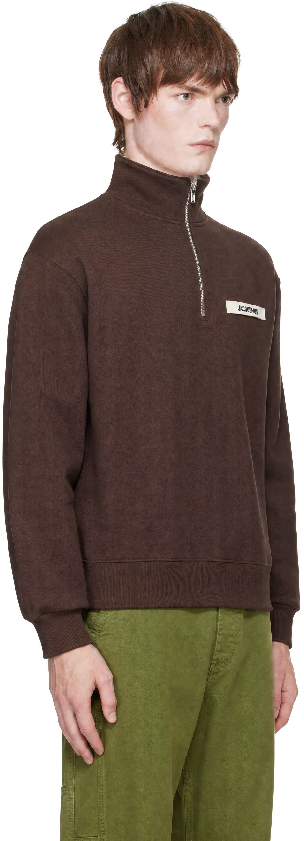 JACQUEMUS: ブラウン 'The Gros Grain zipped-rollneck' スウェット