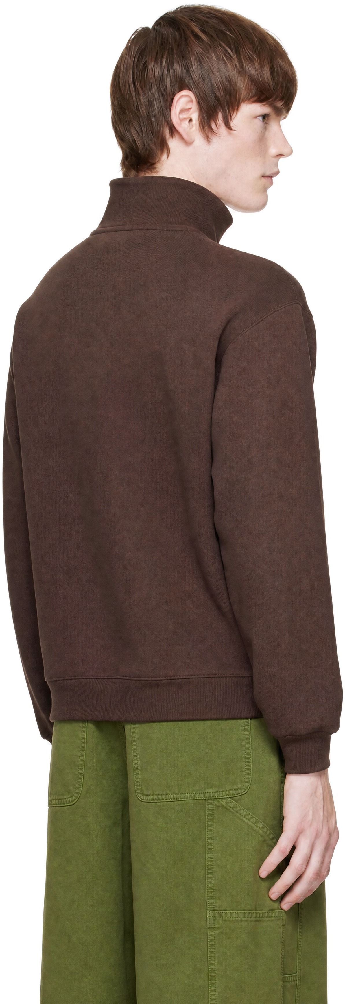 JACQUEMUS: ブラウン 'The Gros Grain zipped-rollneck' スウェット