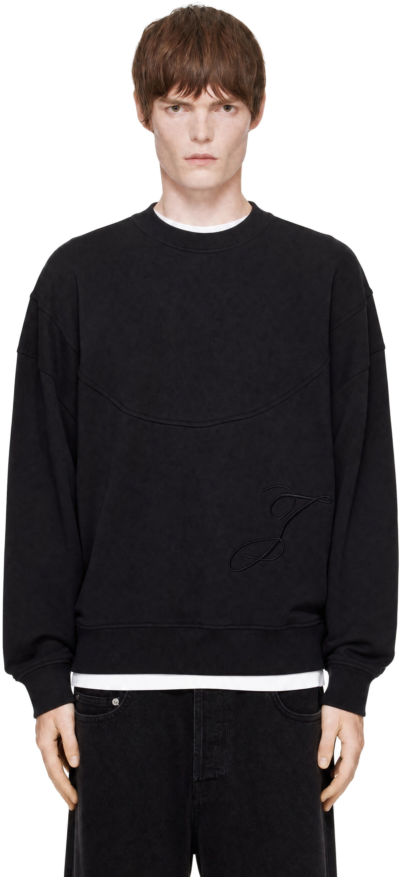 JACQUEMUS - Pull molletonné bleu marine à logo