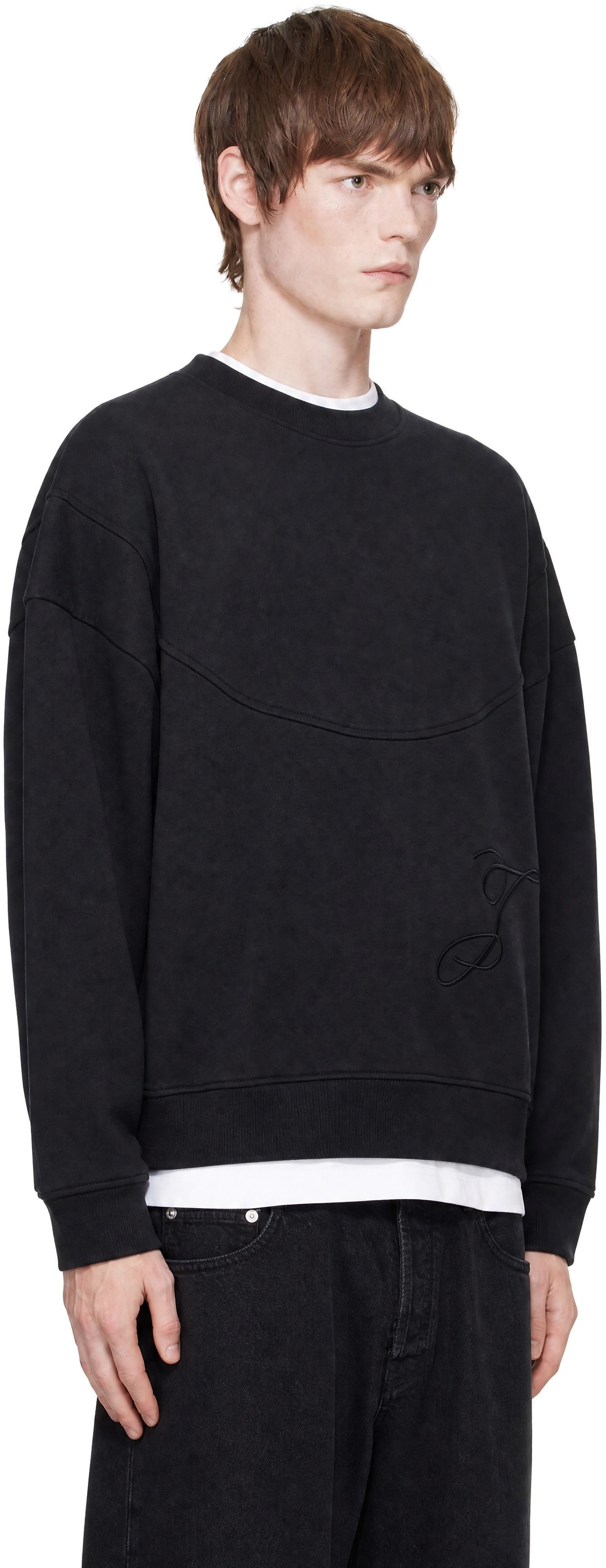 JACQUEMUS - Pull molletonné bleu marine à logo