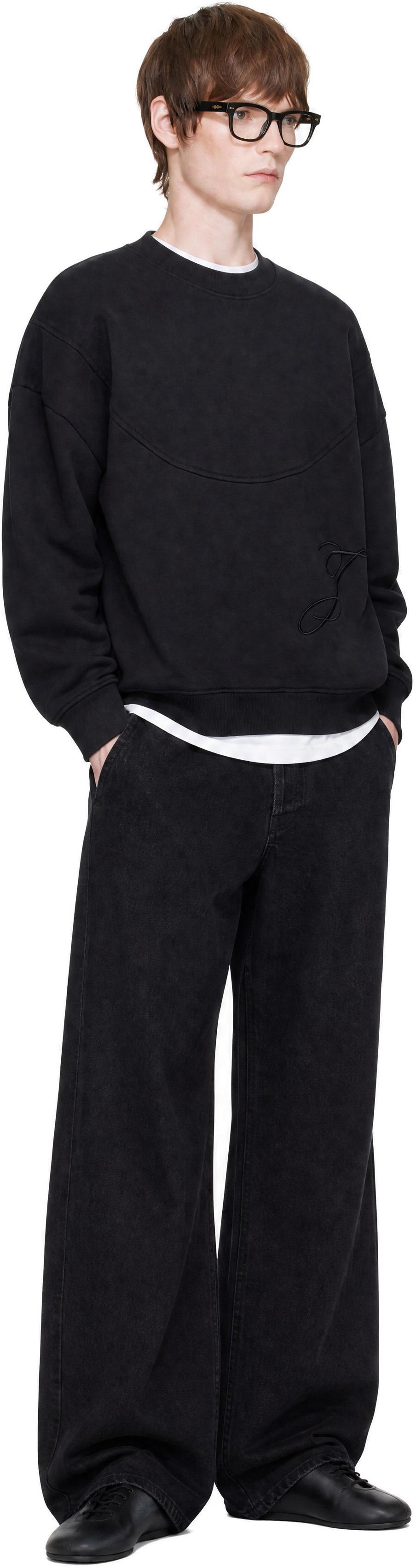 JACQUEMUS - Pull molletonné bleu marine à logo