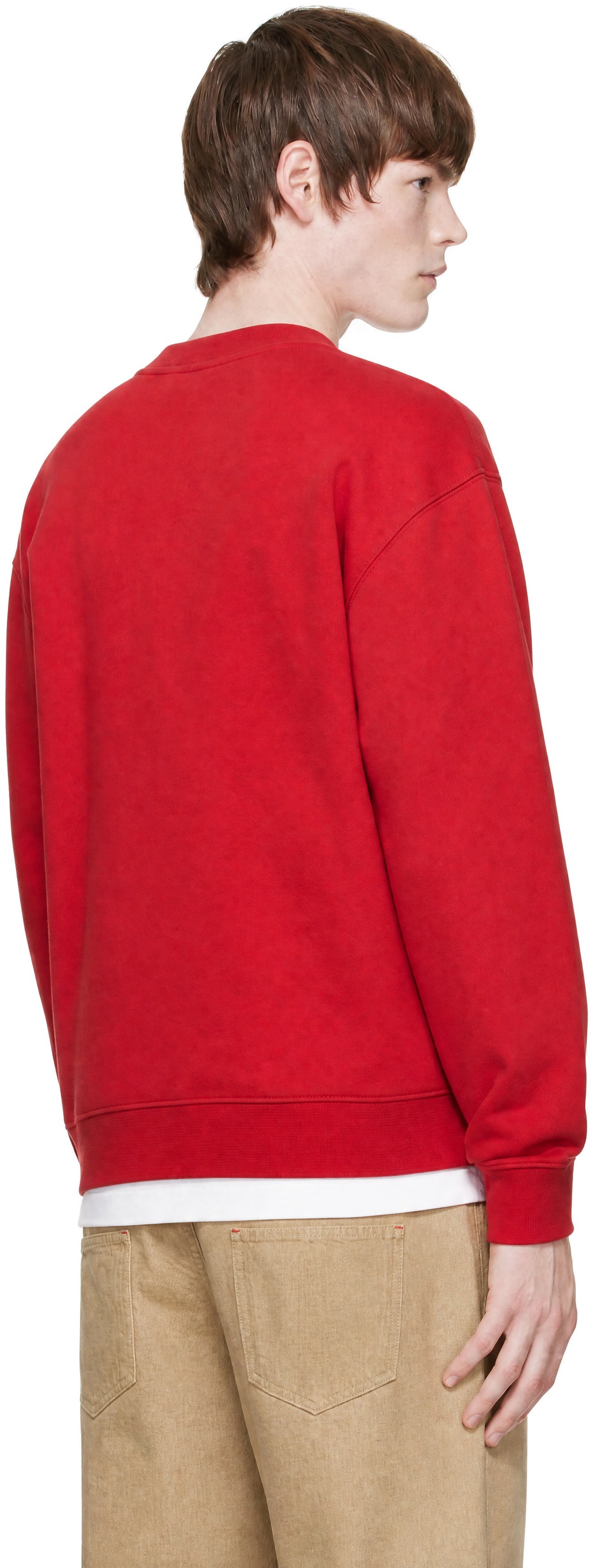 JACQUEMUS - Pull molletonné rouge à écusson en gros-grain