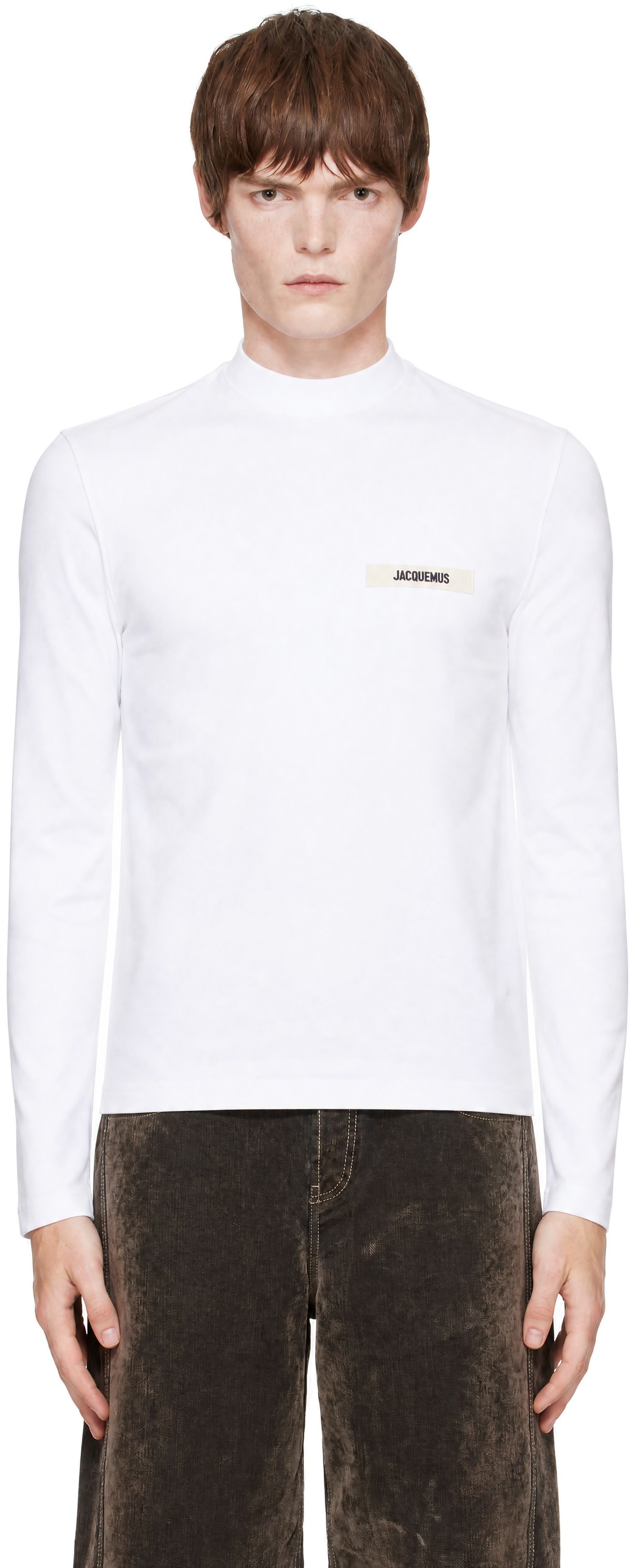 JACQUEMUS: White 'The Gros Grain long-sleeve' T-shirt | SSENSE